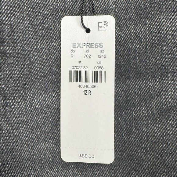 Express Jeans Womens 12R Black Wide Leg High Rise Stretch Distressed Raw Hem - Picture 8 of 13